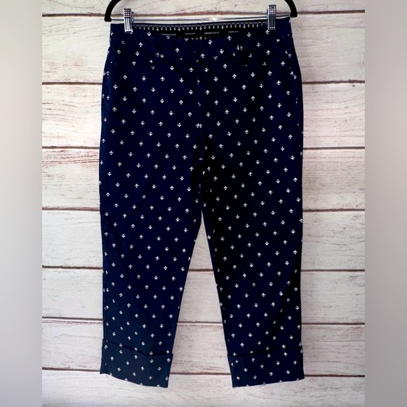 Intro “Love the Fit” Comfort Waist Ankle Pants – Size 6 – Navy with White Print - Picture 2 of 8